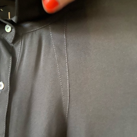 Nicole Miller Collection Silk Blouse Black Sheer Ruffles Small Whimsigoth Witchy - Picture 4 of 7